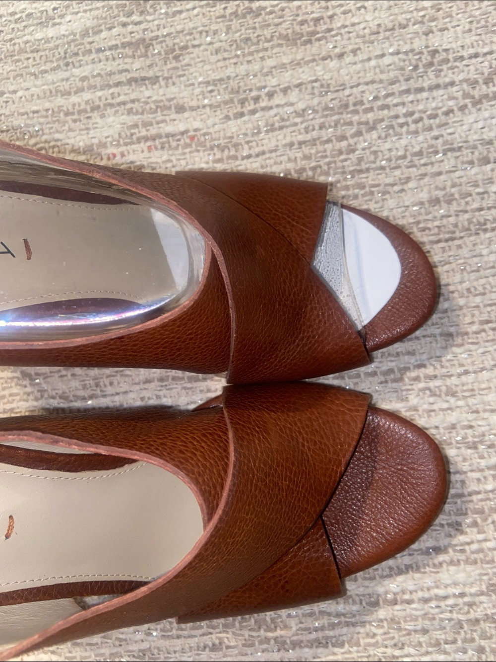 Via Spiga brown leather slingback sandals cork-wrapped platform heel size 7.5 US - Picture 4 of 9